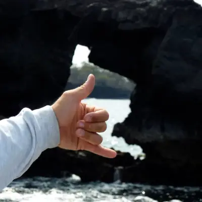 The shaka sign being held up