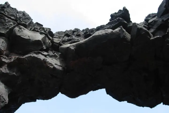 The reflection of rocks in the water