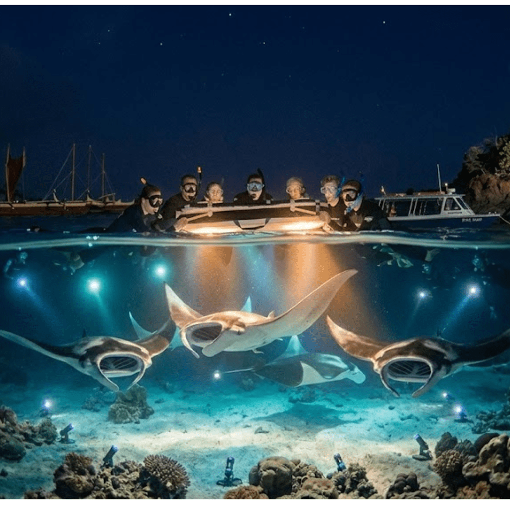 what to expect on a night manta ray tour in Kona